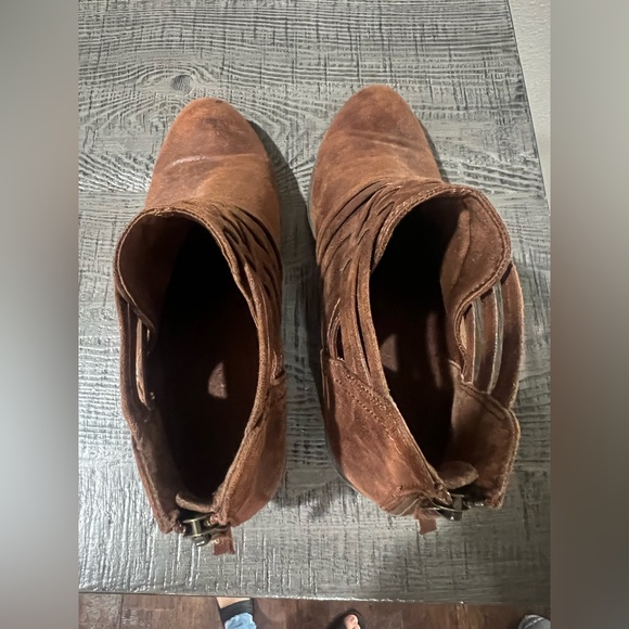 BareTrap Goldie Decorative Interlace Brown Leather Ankle Booties Women’s 7 M - Picture 4 of 10